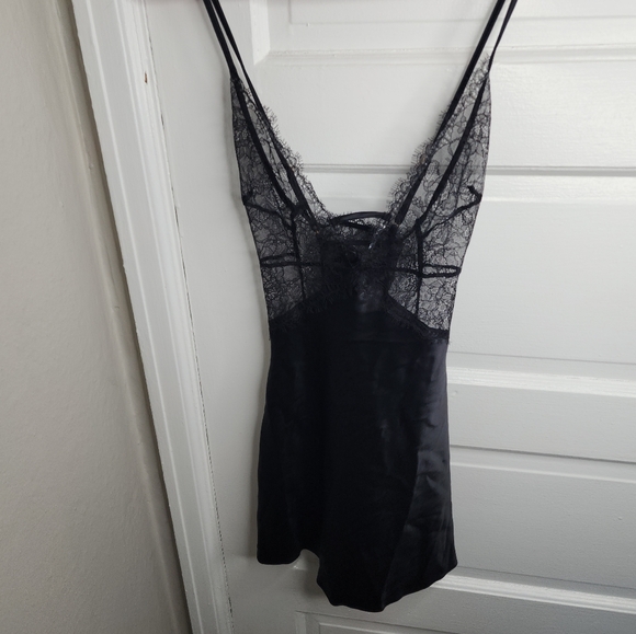 NEW Victorias Secret sexy black babydoll lace satin dress slip XS - Picture 2 of 8
